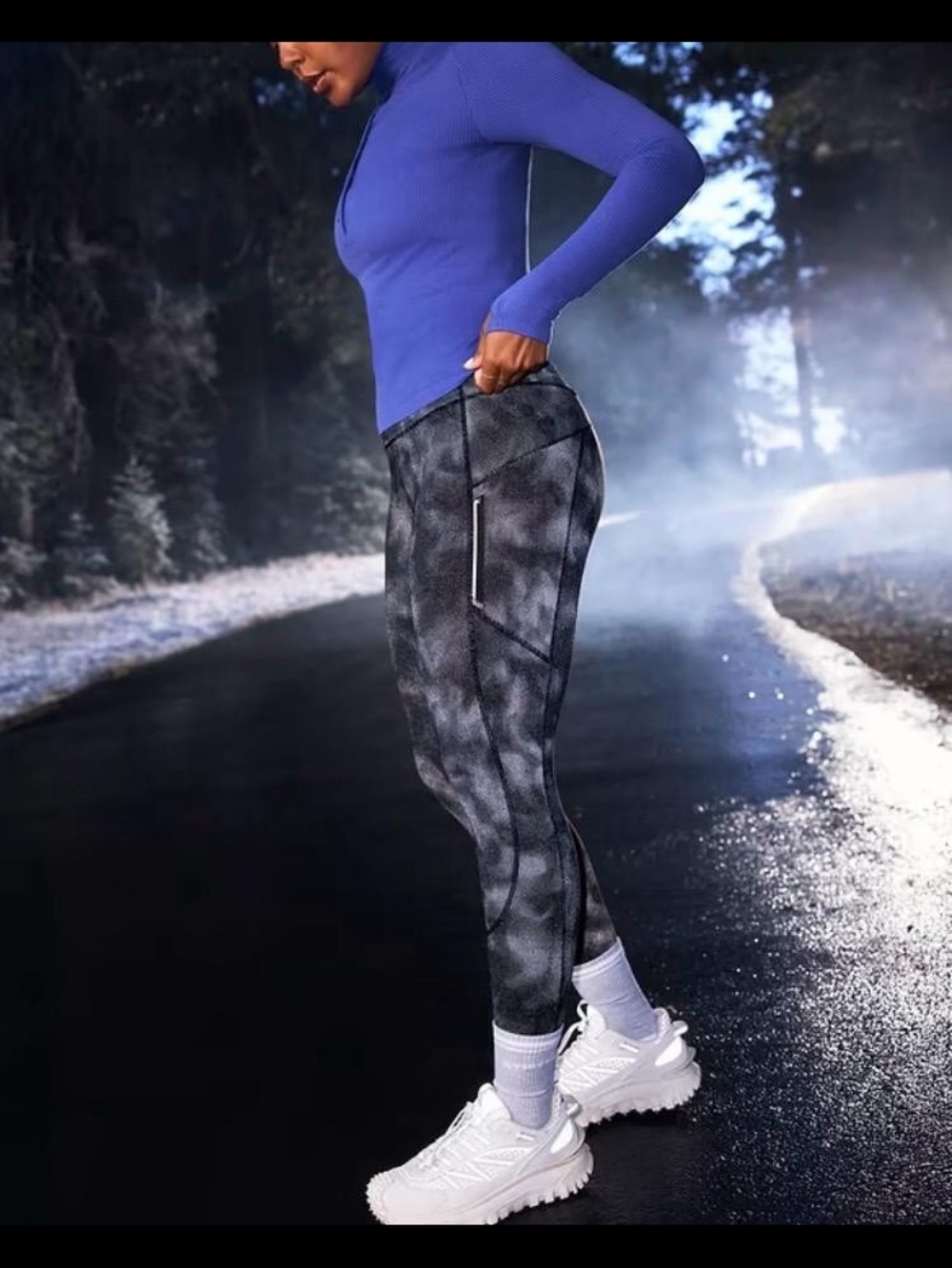 Athleta Black and Gray Camouflage Reflective Tights